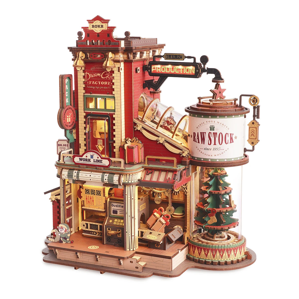 Robotime Rokr Dream Gift Factory 3D Wooden Puzzle Music box Unique Birthday Gift Therapeutic Activity Kit for Teens Adults