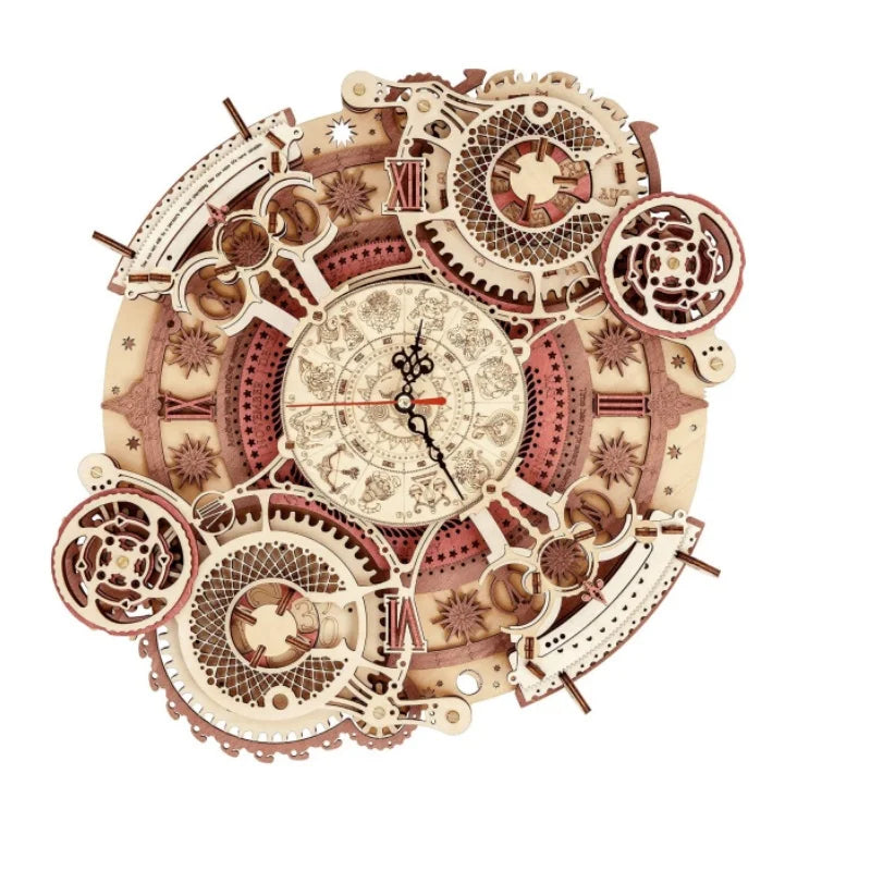 ROKR Time Art Zodiac Wall Clock 3D Wooden Puzzle Games Model Building Kits Toys for Children Kids LC