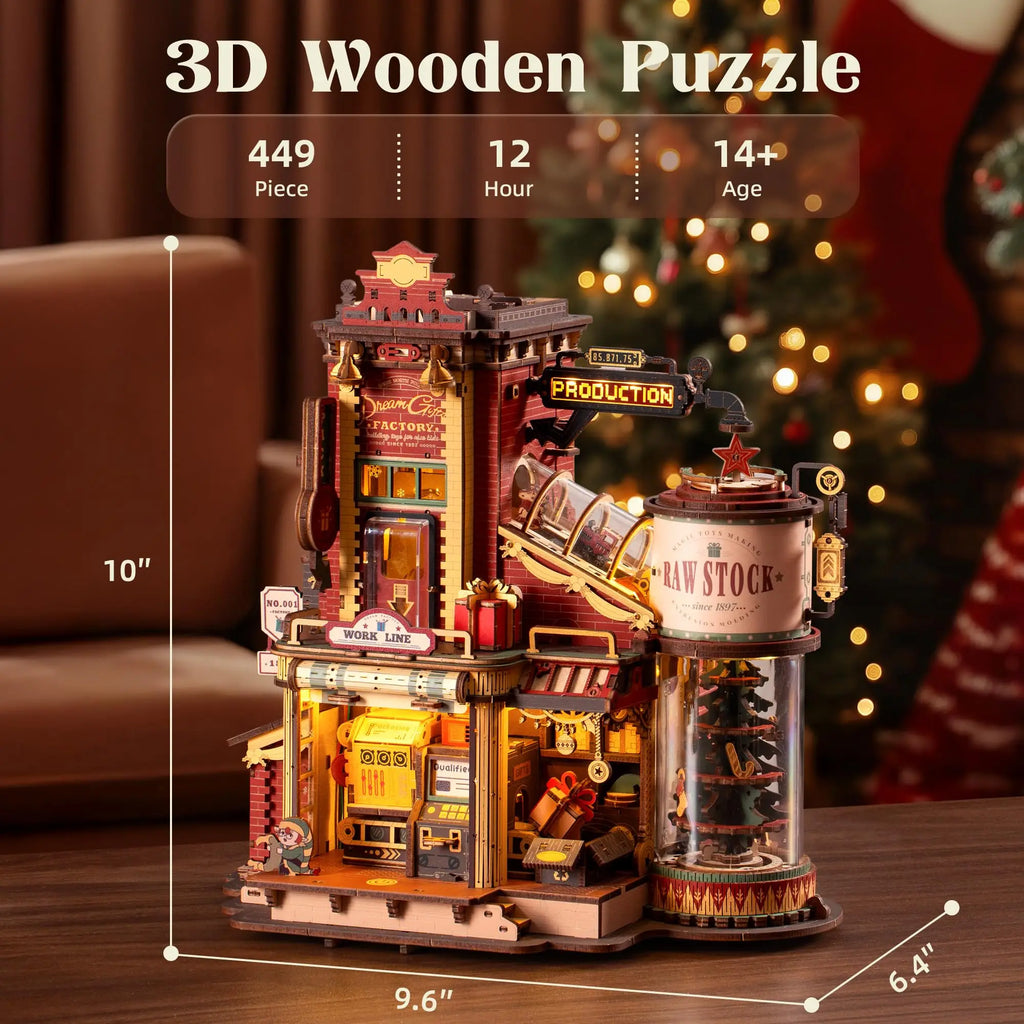 Robotime Rokr Dream Gift Factory 3D Wooden Puzzle Music box Unique Birthday Gift Therapeutic Activity Kit for Teens Adults