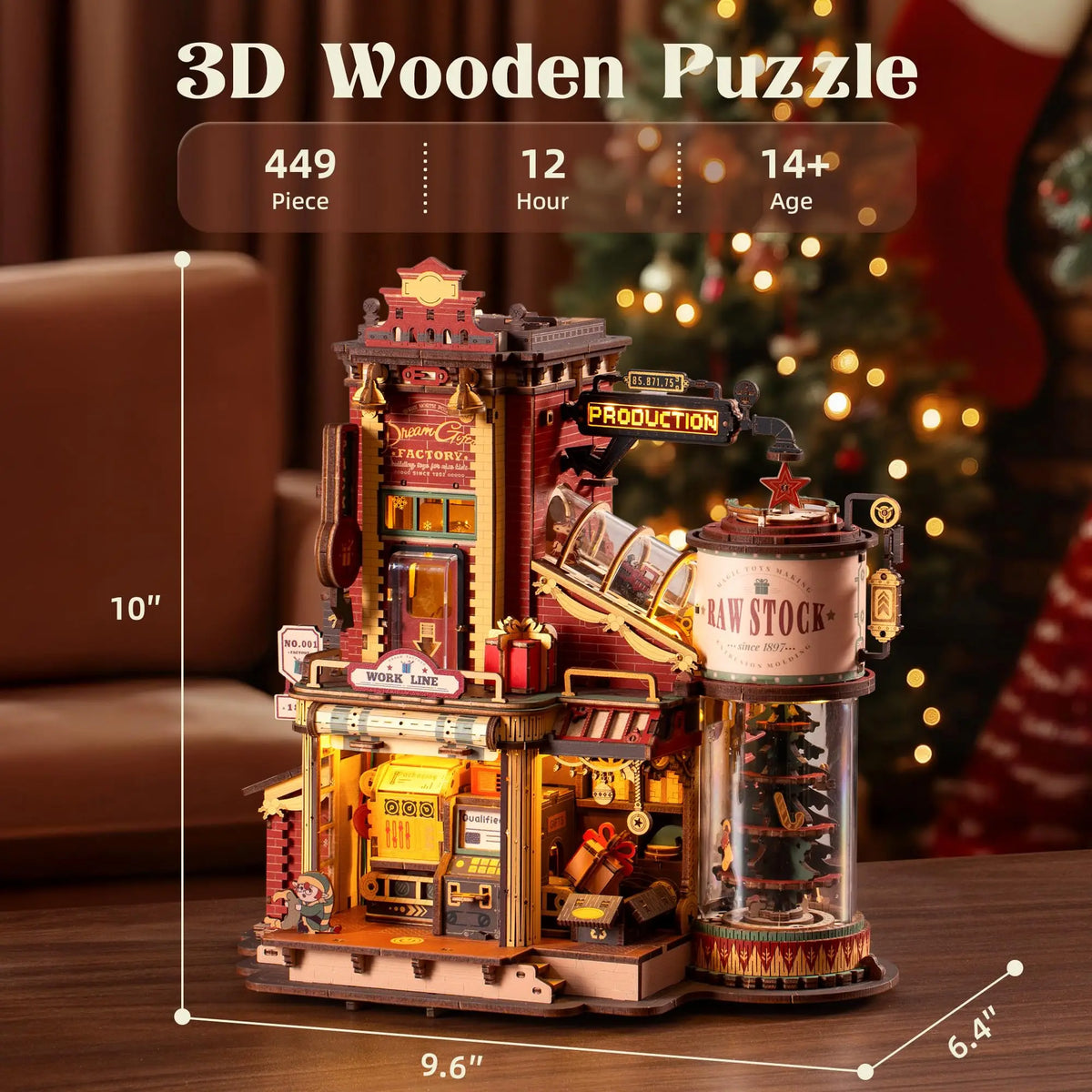 Robotime Rokr Dream Gift Factory 3D Wooden Puzzle Music box Unique Birthday Gift Therapeutic Activity Kit for Teens Adults